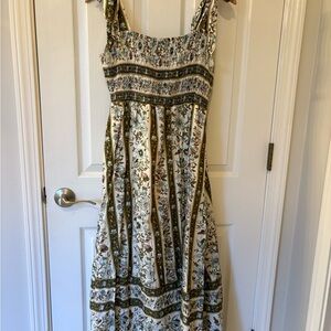 Spartina 449 Green and Cream Floral Maxi Dress